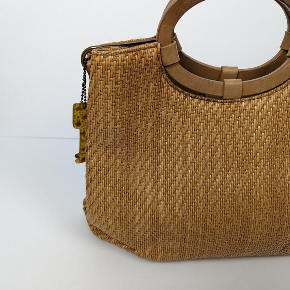 Vintage Fossil Woven Handbag With Leather Handles - Picture 4 of 7